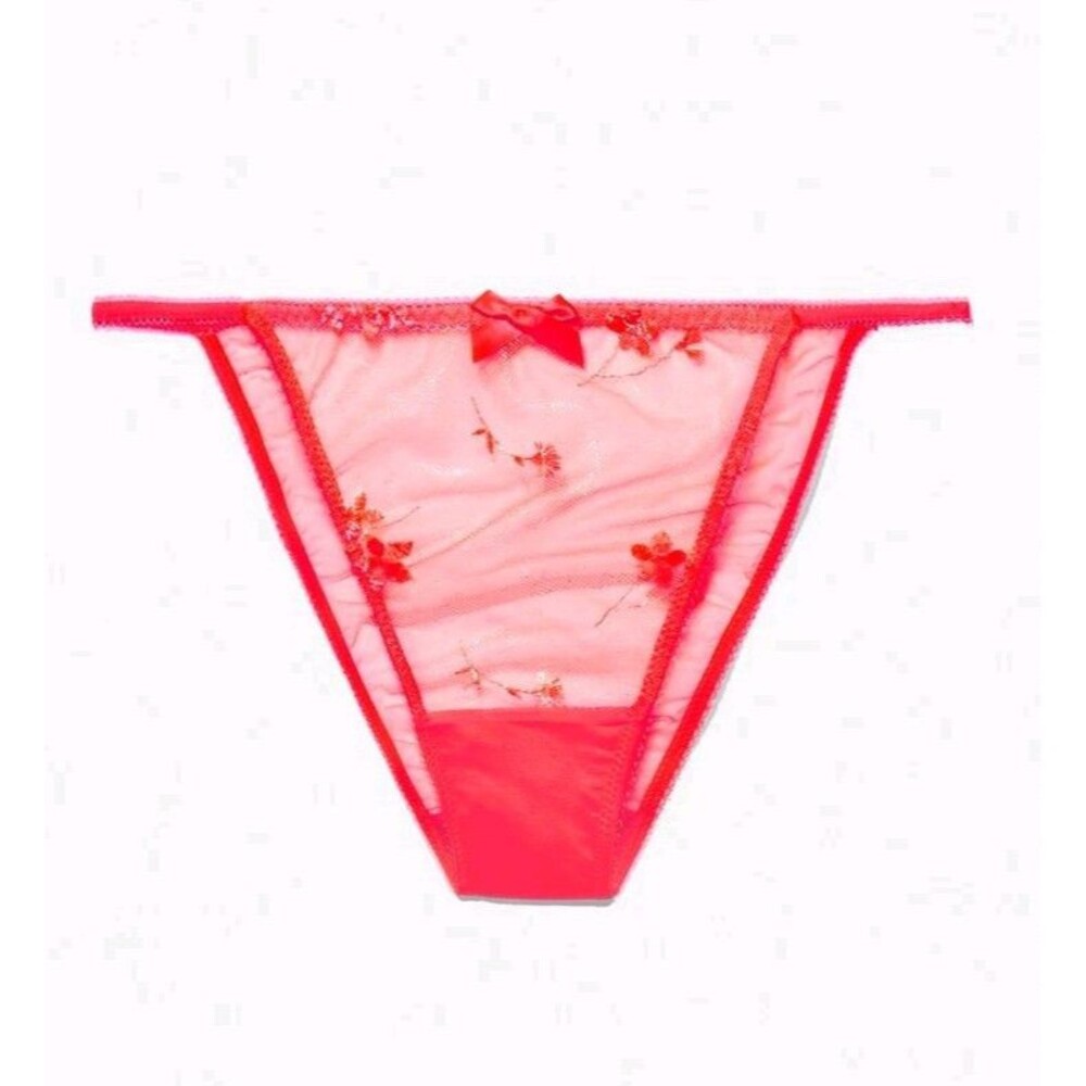 Savage x Fenty Foiled Sprigs Embroidered String Bikini Panties Pink Size 2X NWT
